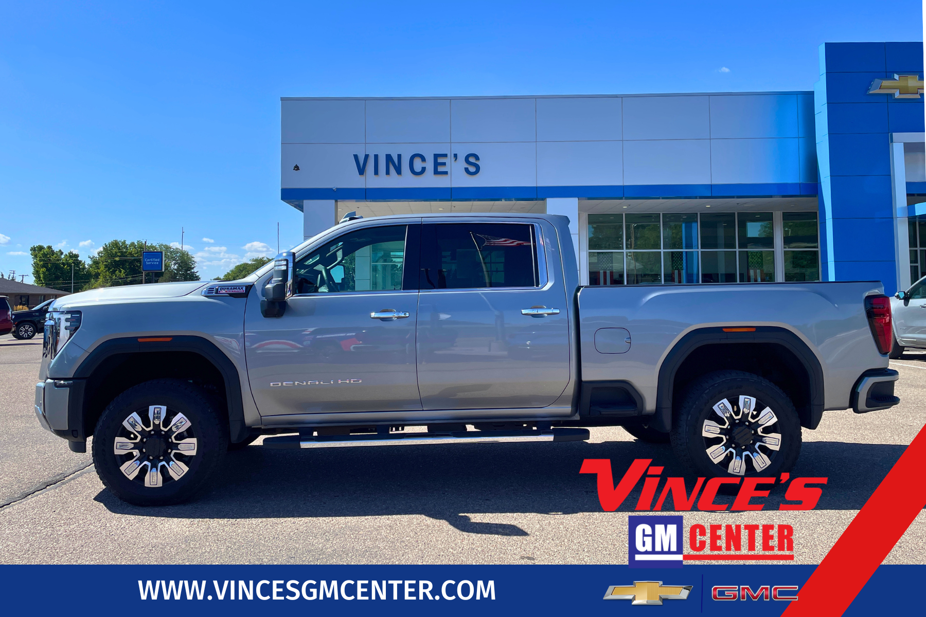 2026 GMC Sierra 2500 HD Denali in Sterling Metallic — front three-quarter view